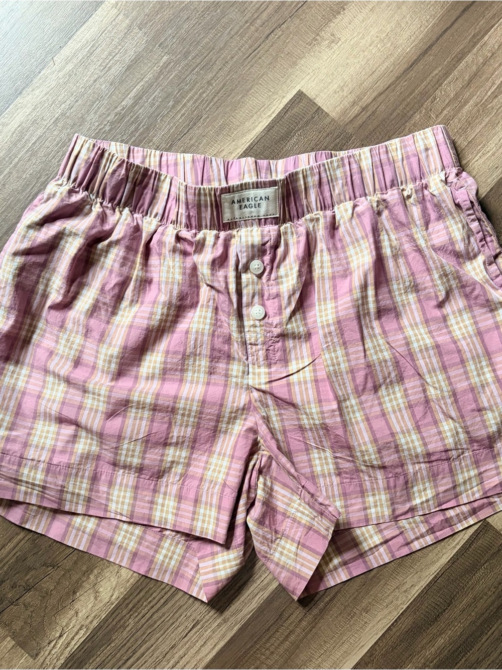 American Eagle Pink Plaid Boxer Shorts